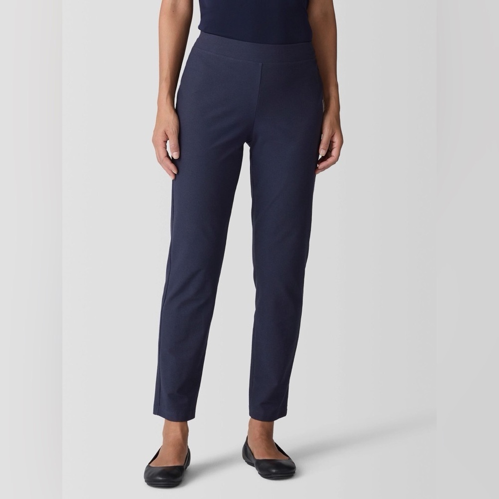 NWT Eileen Fisher Washable Stretch Crepe Slim Midnight Navy Blue Pants Size XS